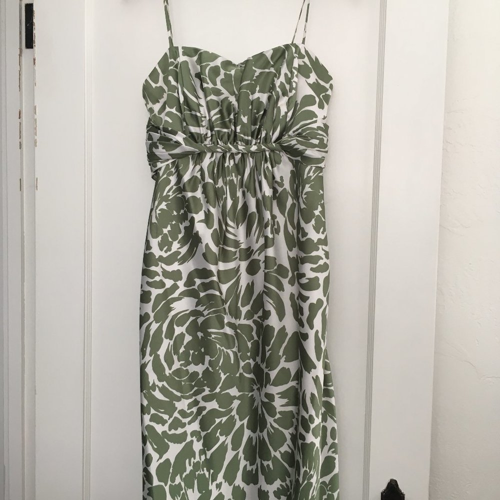 Alfred Angelo Green and White Floral Dress